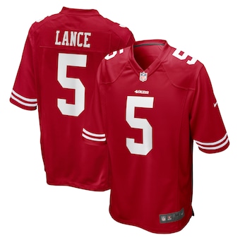 mens nike trey lance scarlet san francisco 49ers game jersey